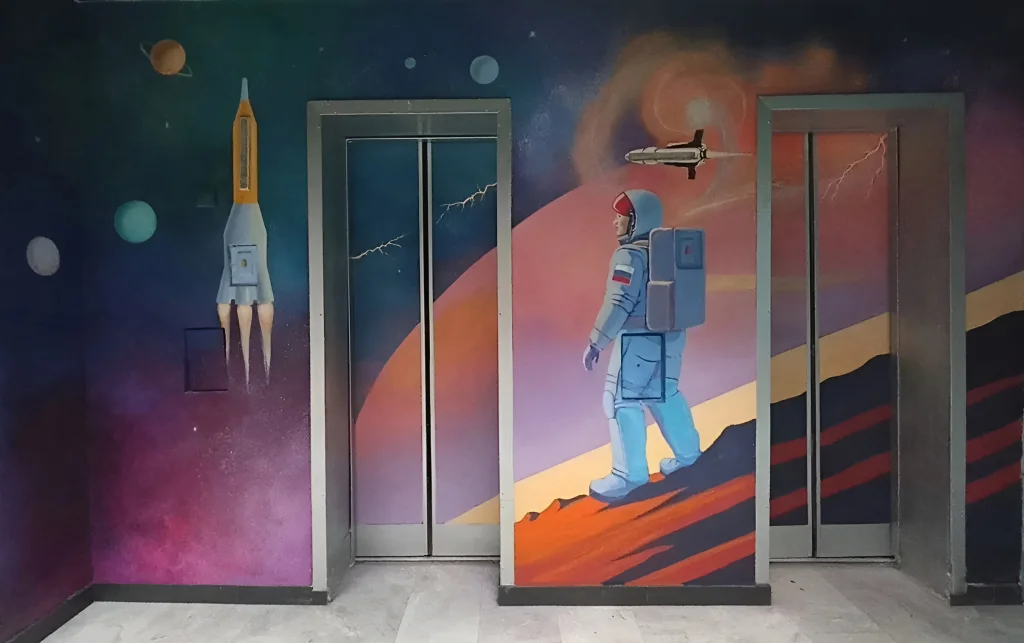 DOGMA создала арт-объект «Лифт в будущее» в бизнес-центре на Болдина