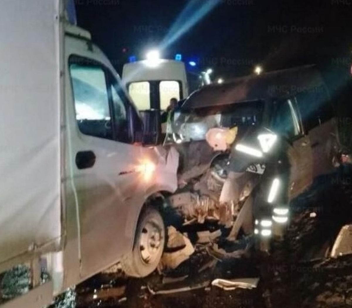 Человек пострадал в лобовом столкновении микроавтобуса и легковушки в Калужской области