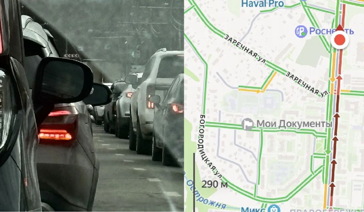 «В бардовом цвете»: Правый берег в Калуге встал в пробках