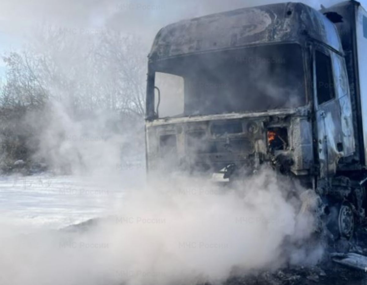 В калужской деревне сгорела фура