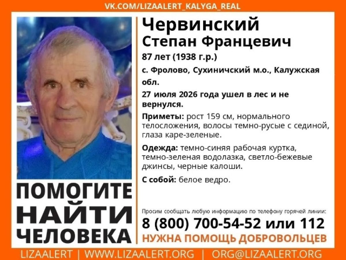 87-летний пенсионер из калужского села пошел в лес и пропал